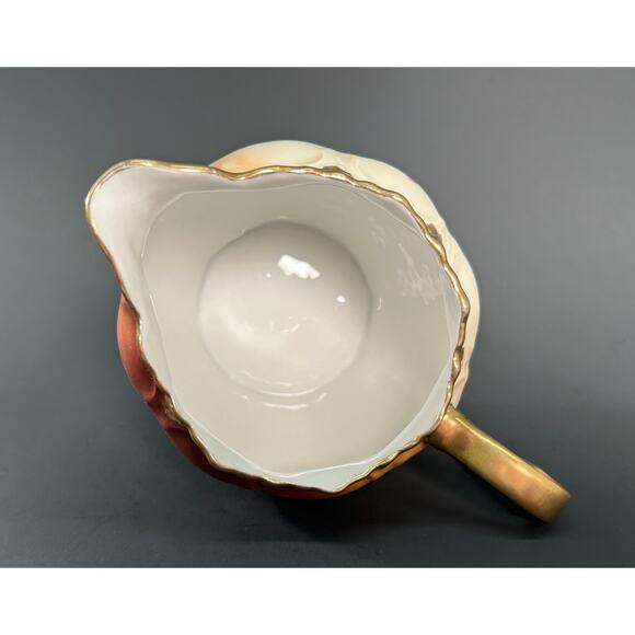 Victorian Rose Porcelain Creamer, German Three Crown - Satin China Gold Trim - Picture 3 of 9